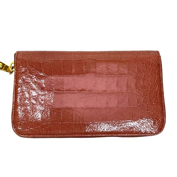 Miu Miu Croc Embossed Leather Zip Around Wallet Blush Pink Box Made In Italy - Picture 6 of 16